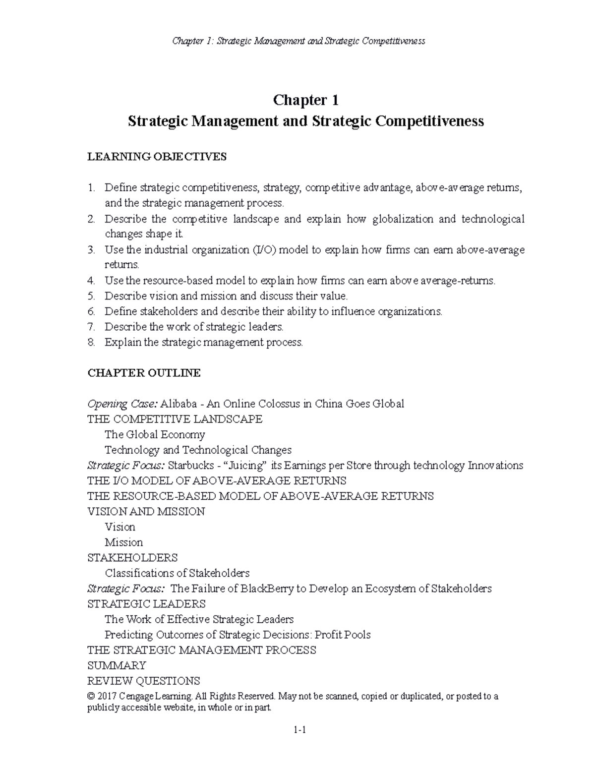 HITT 12E CH01: Strategic Management & Competitive Advantage Overview ...