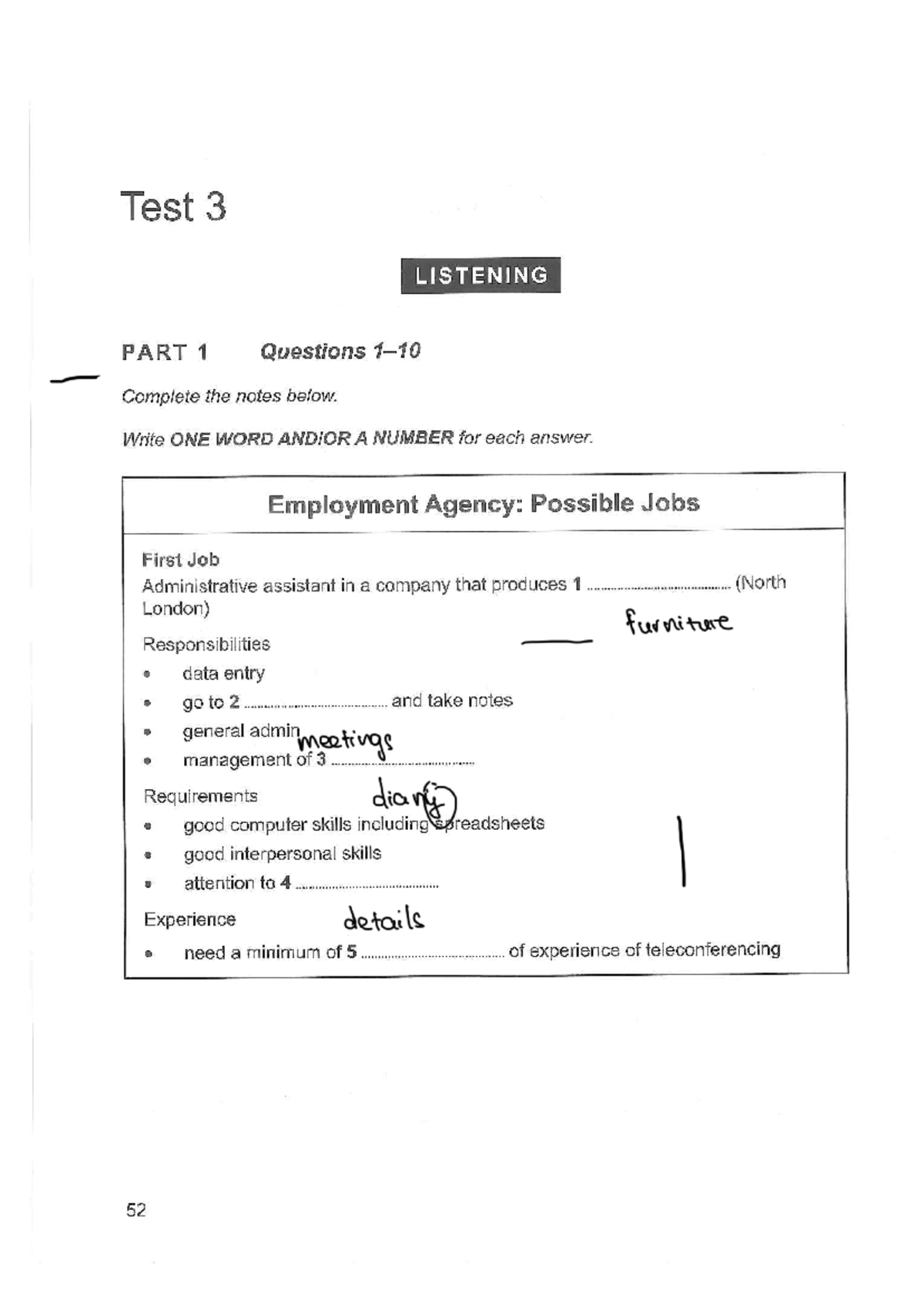 Advanced Handout Listening Lesson 1 - Test 3 Questions - Studocu