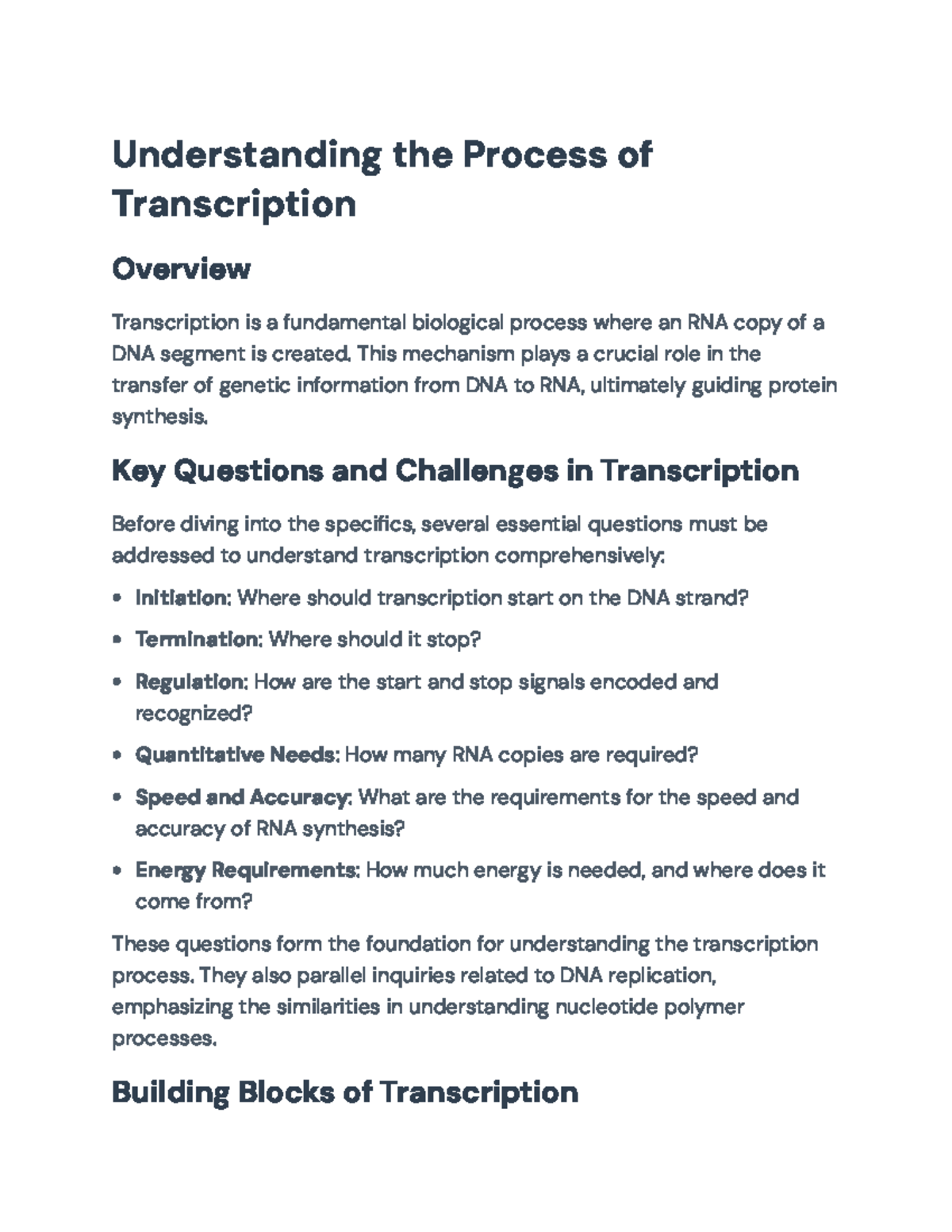 Understanding the Process of Transcription: Key Concepts and Stages ...