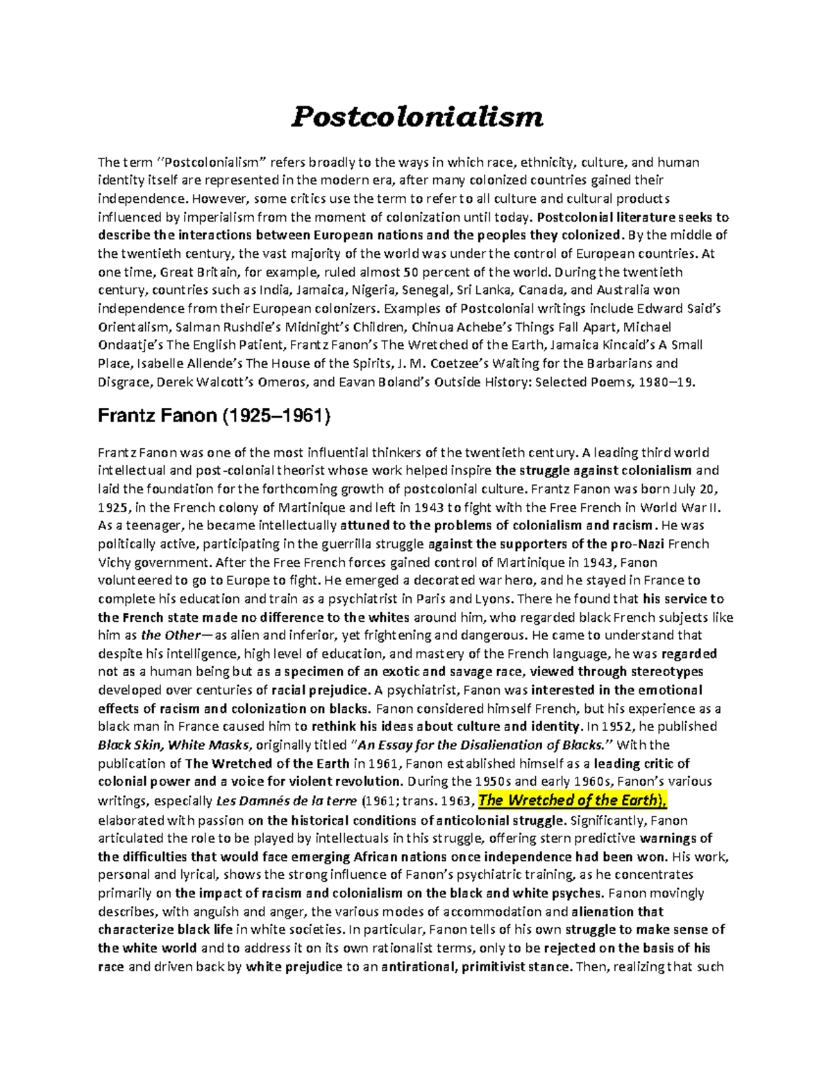 Postcolonialism: Literary Movements and Key Theorists Explained - Studocu
