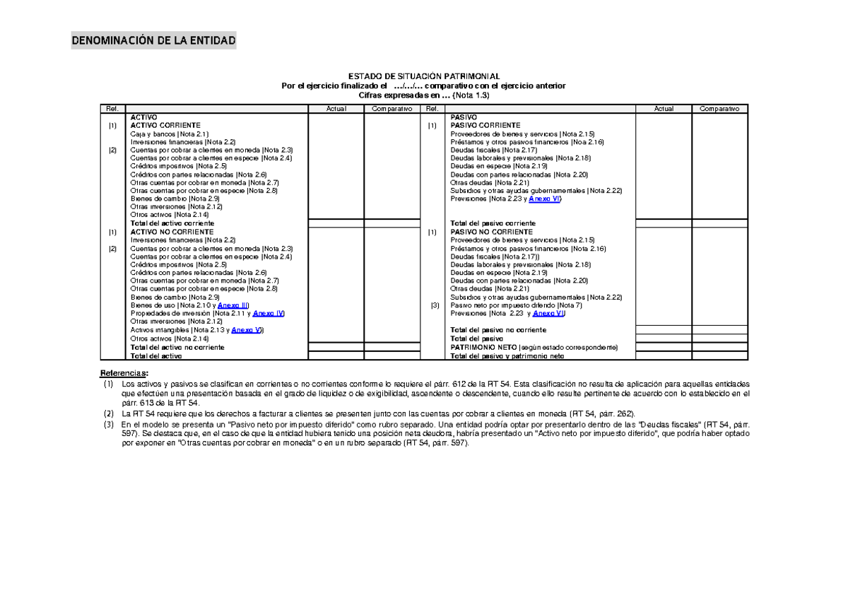 Estado de Situación Patrimonial Comparativo - Ejercicio Finalizado ...