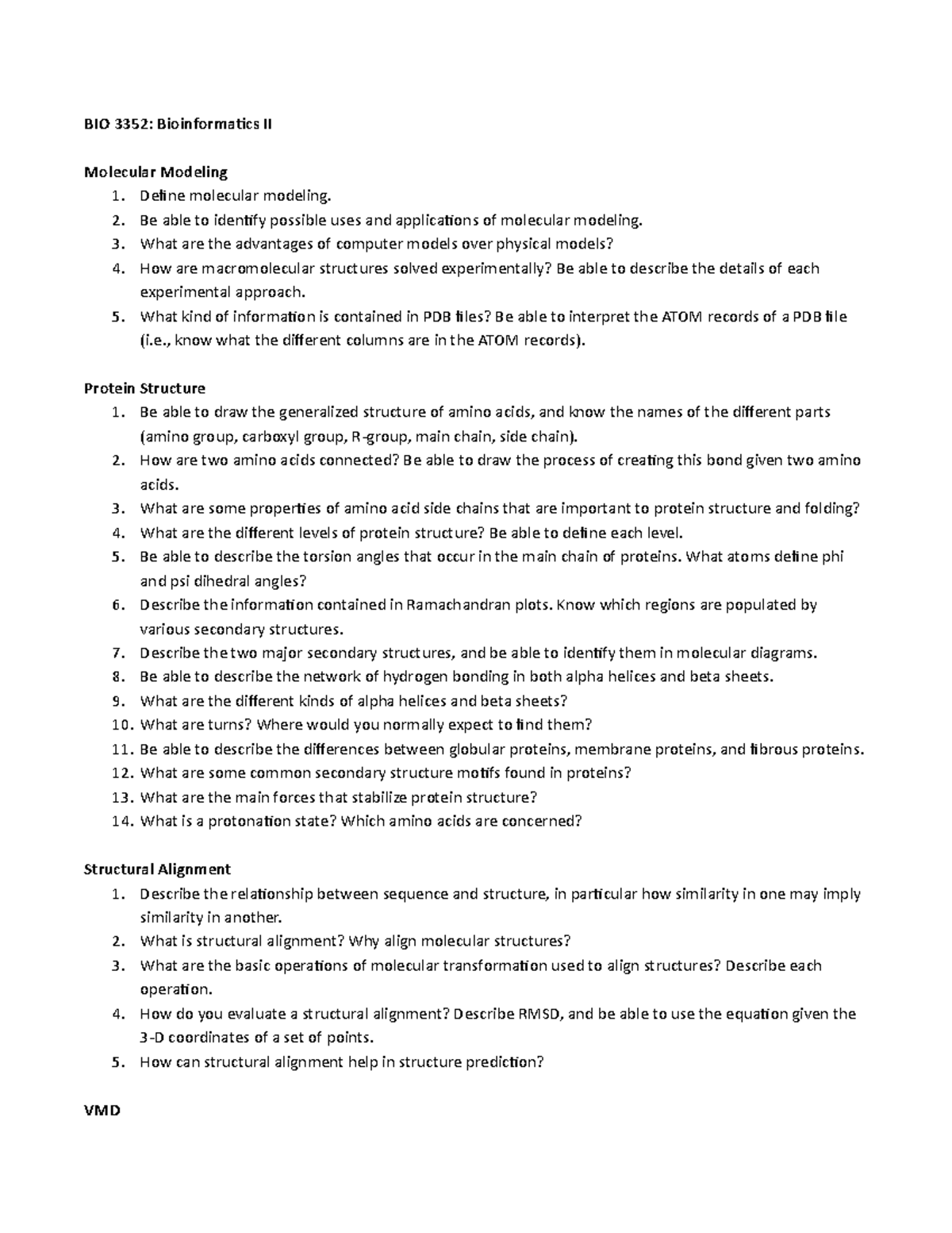 Bio 3352 Study Guide: Finals on Bioinformatics II Concepts - Studocu