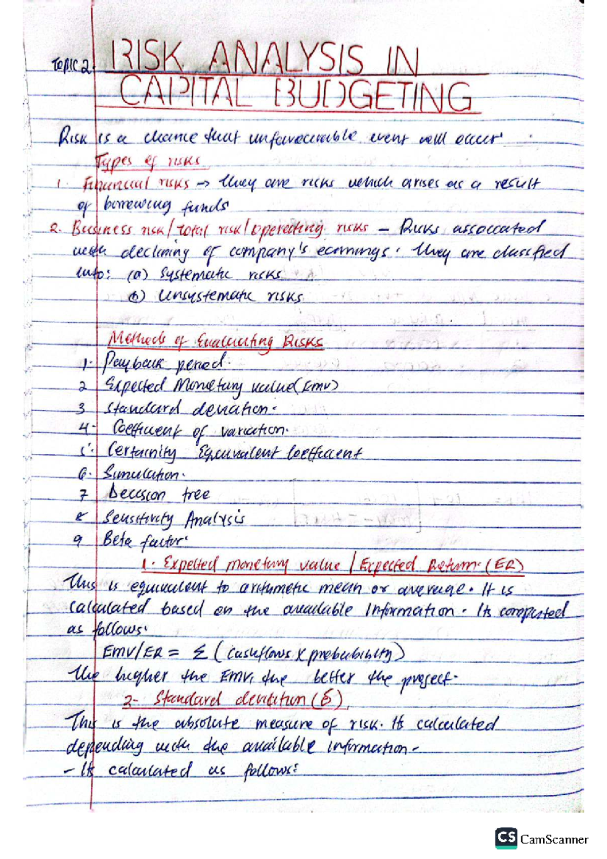 Risk Analysis in Capital Budgeting (FIN 301) - Studocu