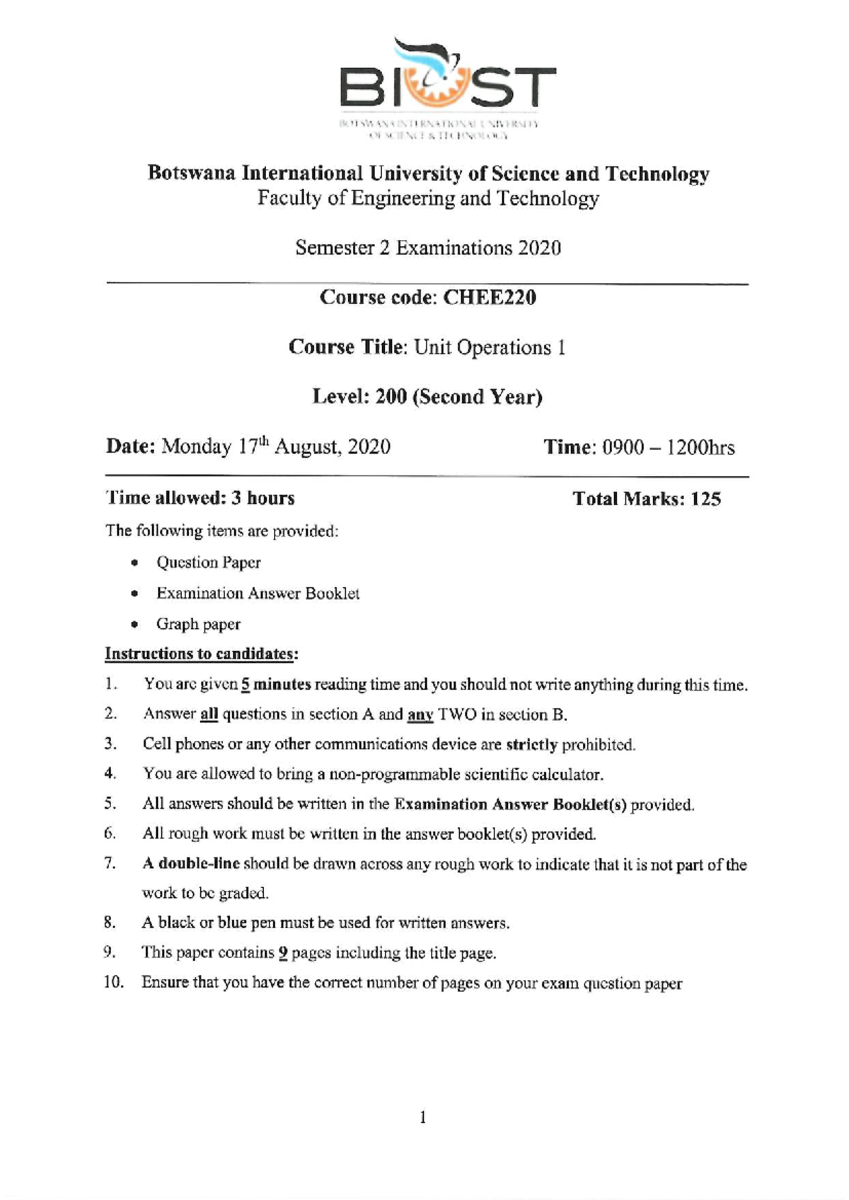 CHEE220 2020 Exam - Test 2 Review Notes - Studocu