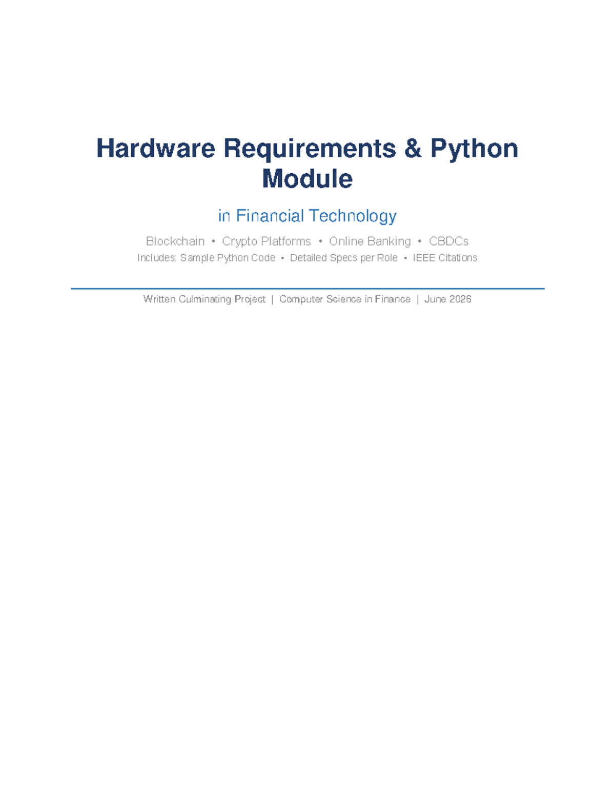 Hardware Requirements for FinTech: Python Module in Blockchain & Crypto ...