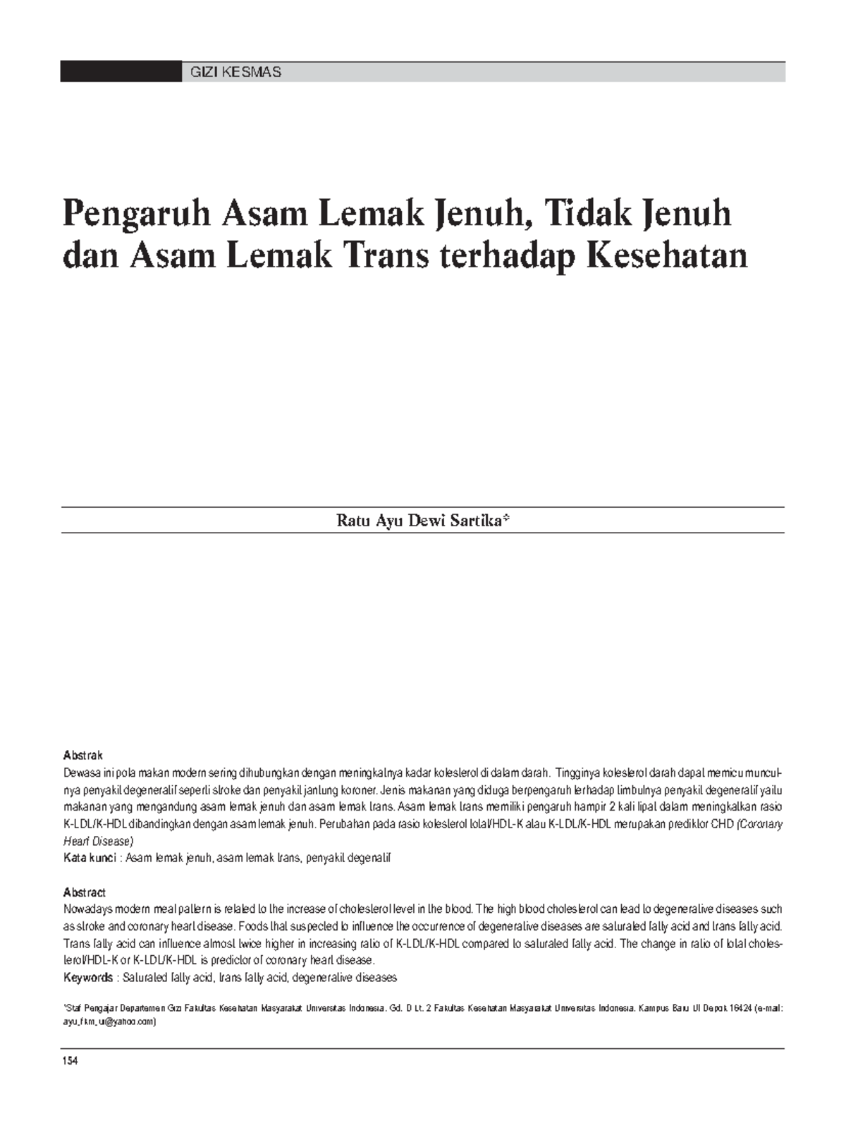 39637 ID Pengaruh Asam Lemak: Jenuh, Tak Jenuh & Trans terhadap ...