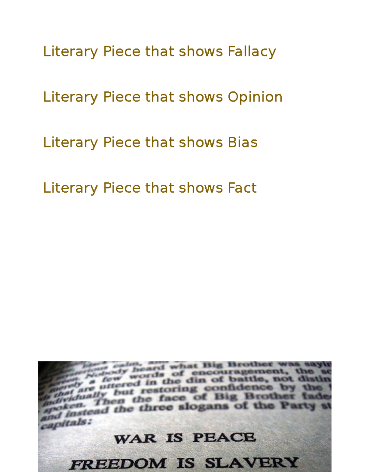 Literary Analysis of Fallacy, Opinion, Bias, and Fact in Works - Studocu