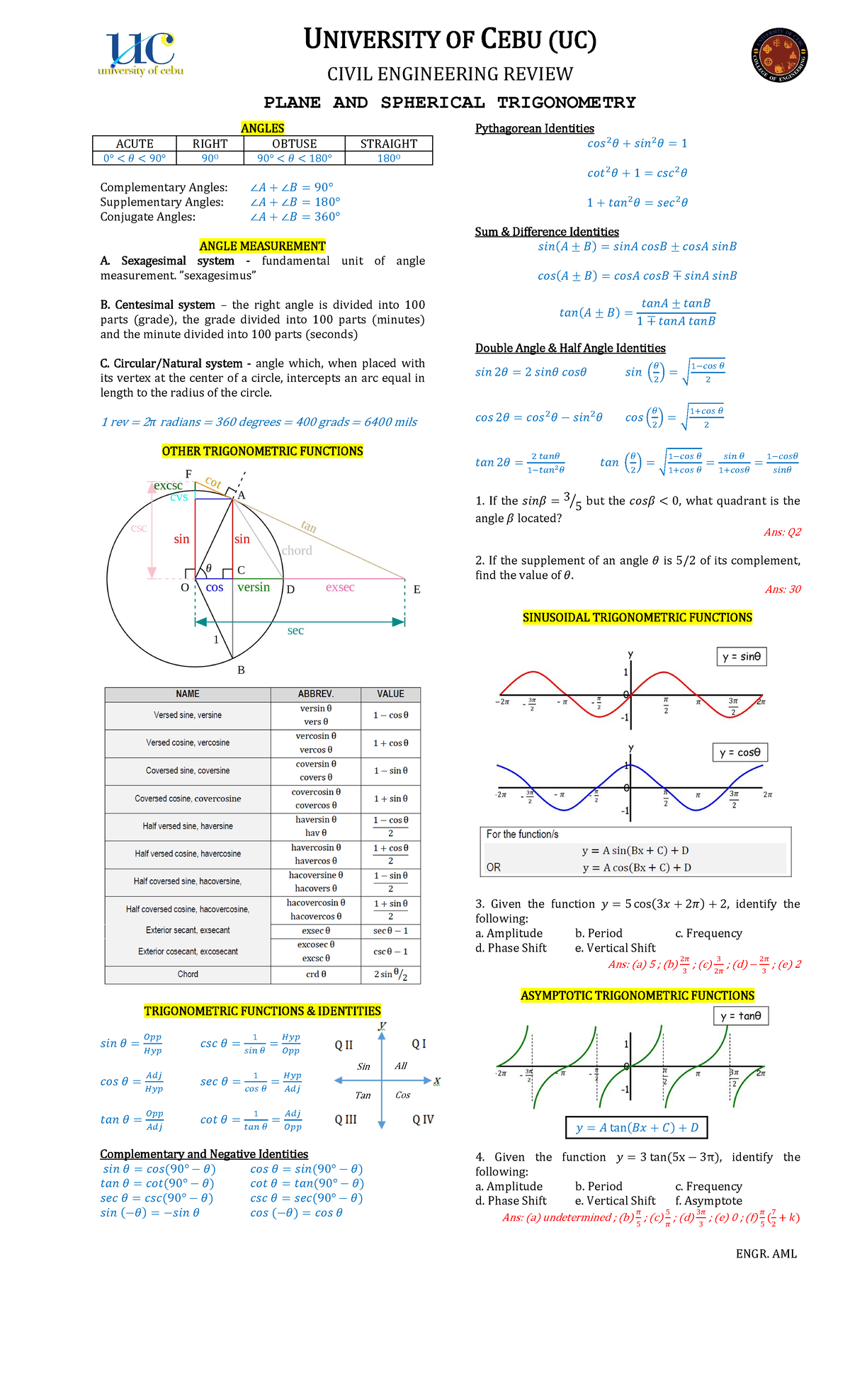 CE-EC-1 Module-4: Comprehensive Study on Trigonometry Concepts - Studocu