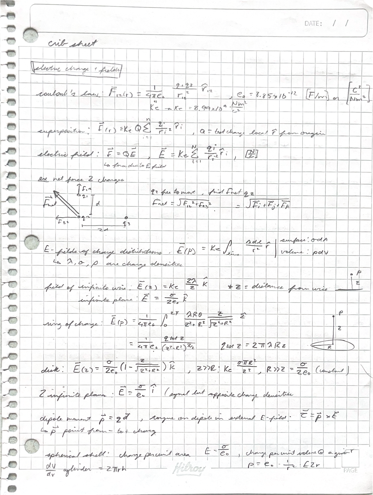 Phys 142 Midterm Review: Key Concepts & Formulas for Electric Fields ...