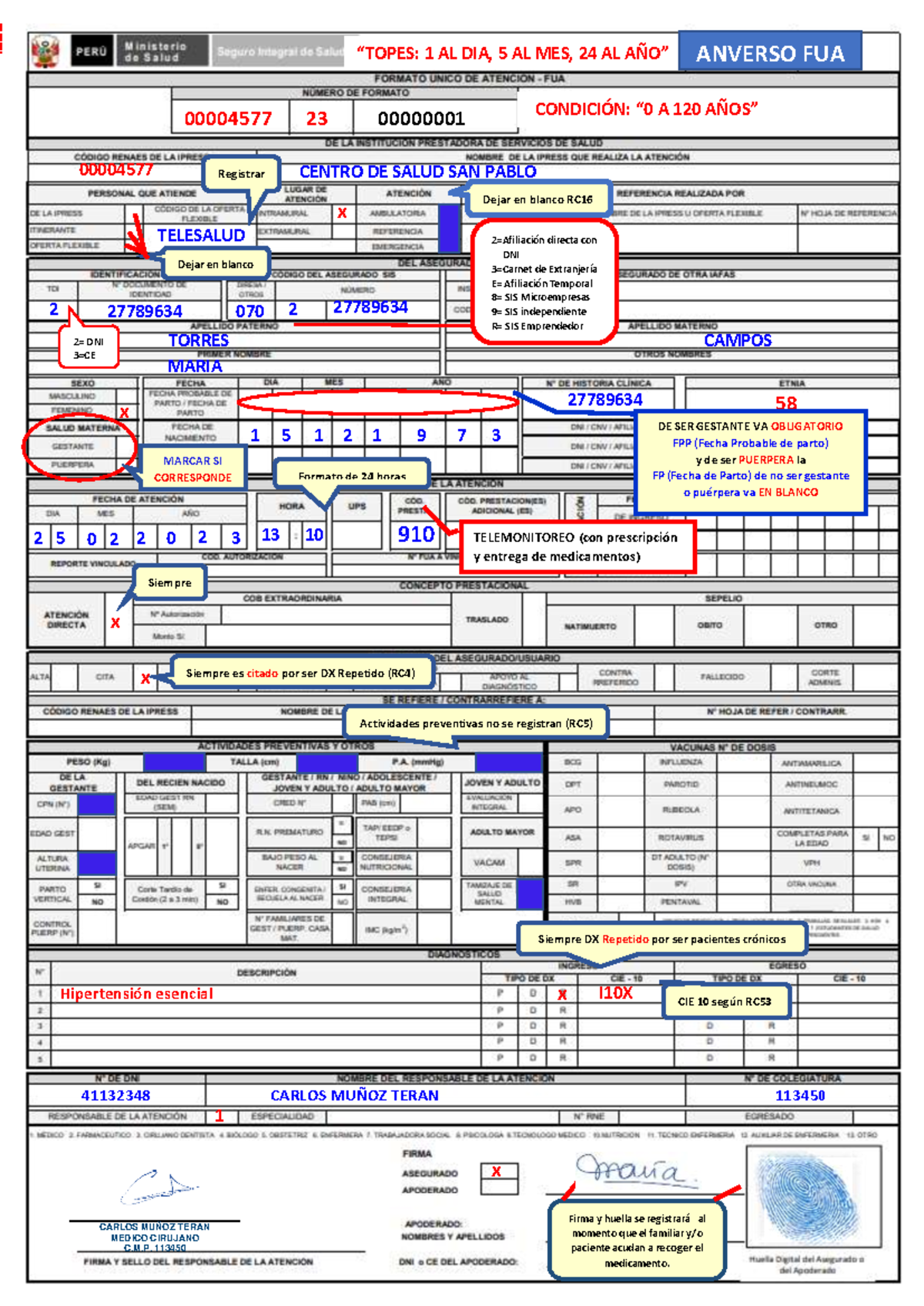FUA 910 Telemonitoreo y Registro de Salud 2023 - Document Preview