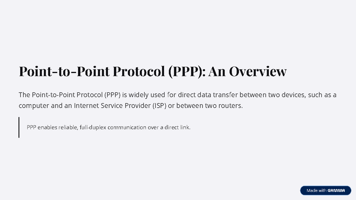 Point to Point Protocol (PPP) Overview: Core Services & Frame Format ...