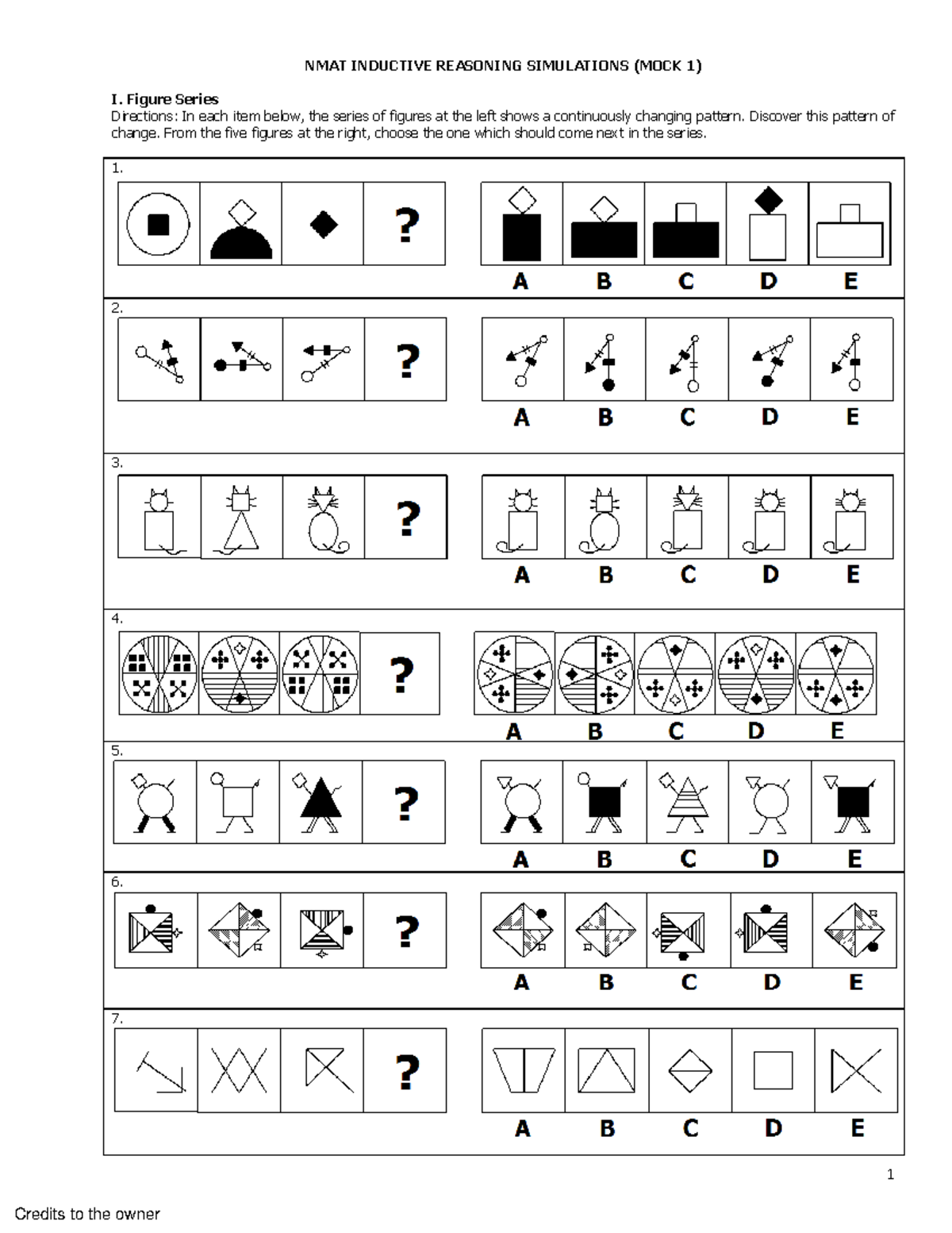NMAT Mock 1: Inductive Reasoning Simulations & Patterns - Studocu