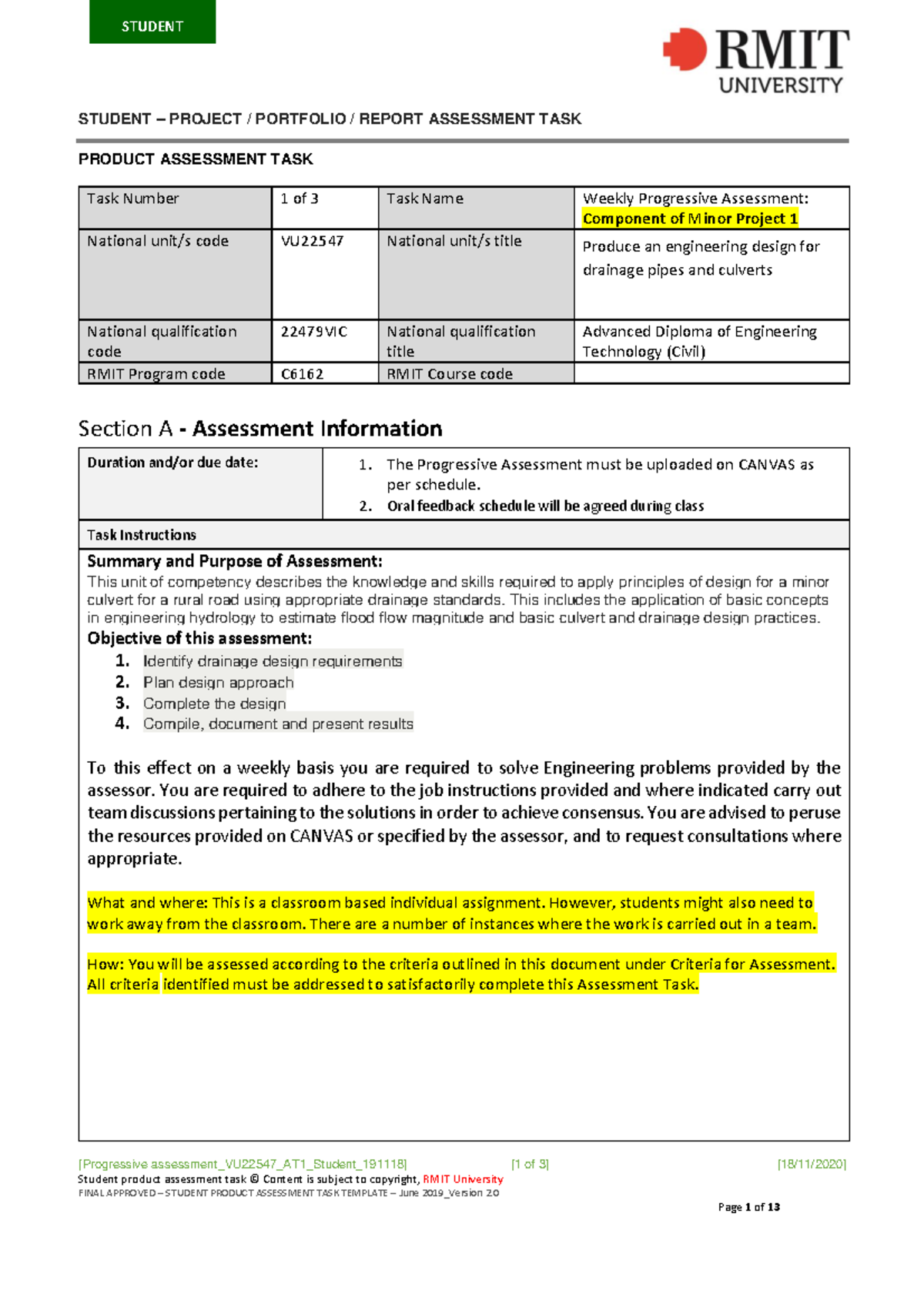 Progressive assessment VU22547 Student 191202 ff - [Progressive ...