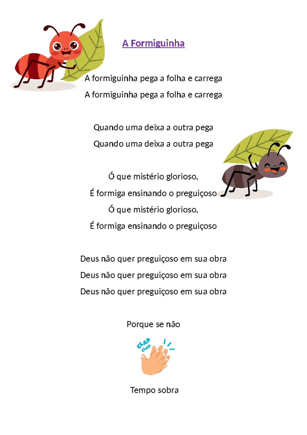 A formiguinha - historia - Portugues - A Formiguinha A formiguinha pega ...