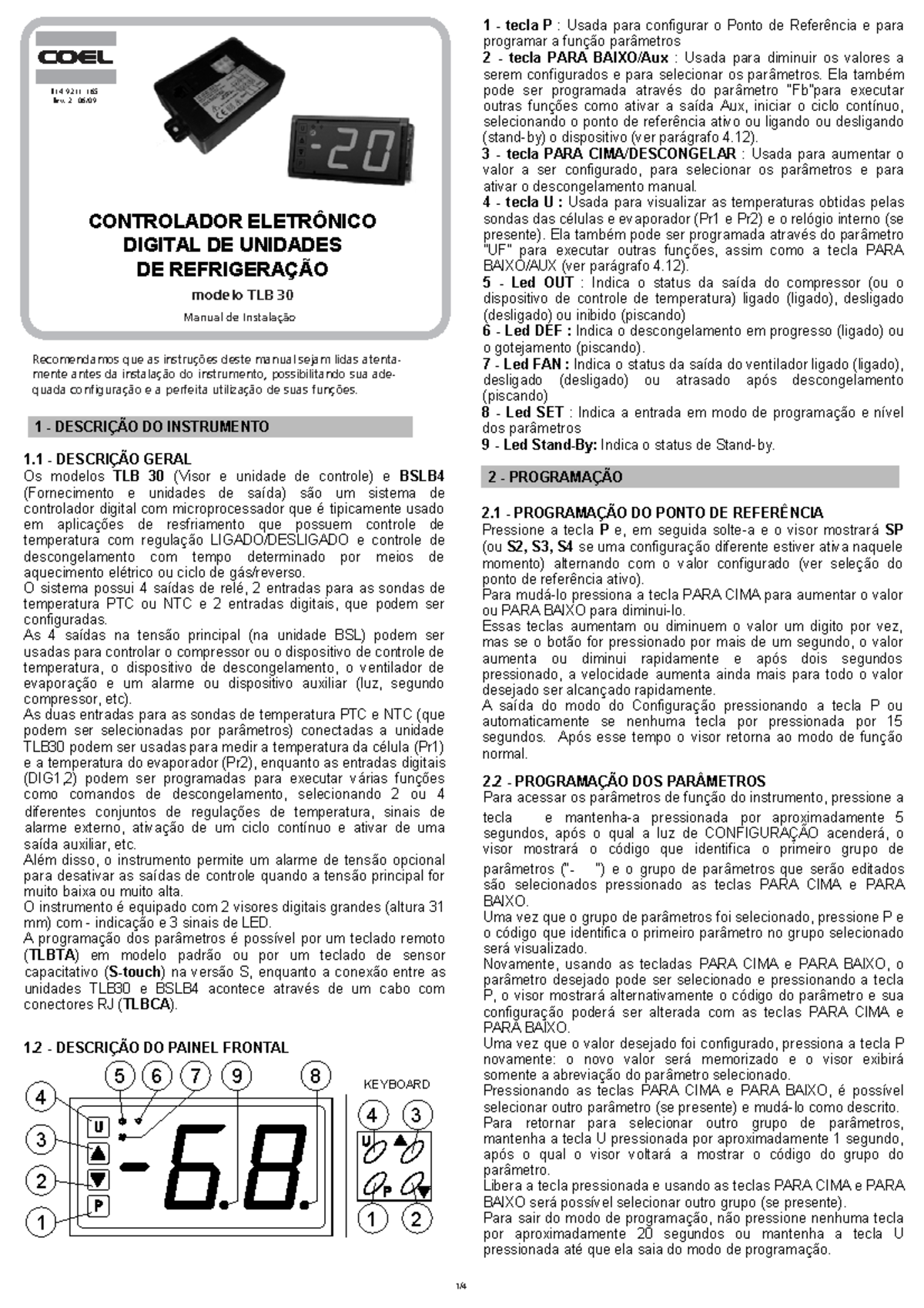Manual de Instruções TLB30 - Controle Eletrônico Digital de ...
