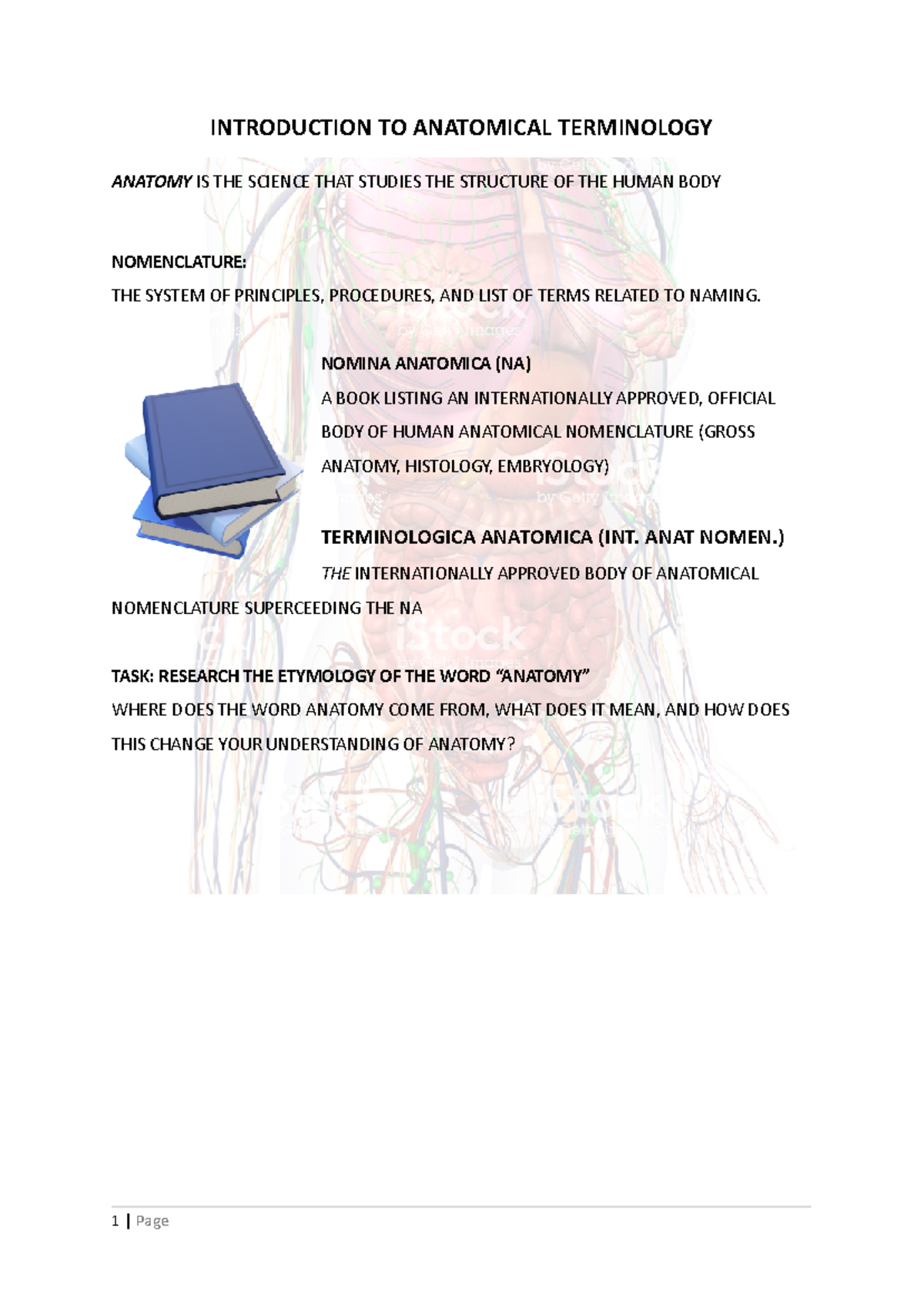 ANAT101 - Key Concepts in Anatomical Terminology and Nomenclature - Studocu
