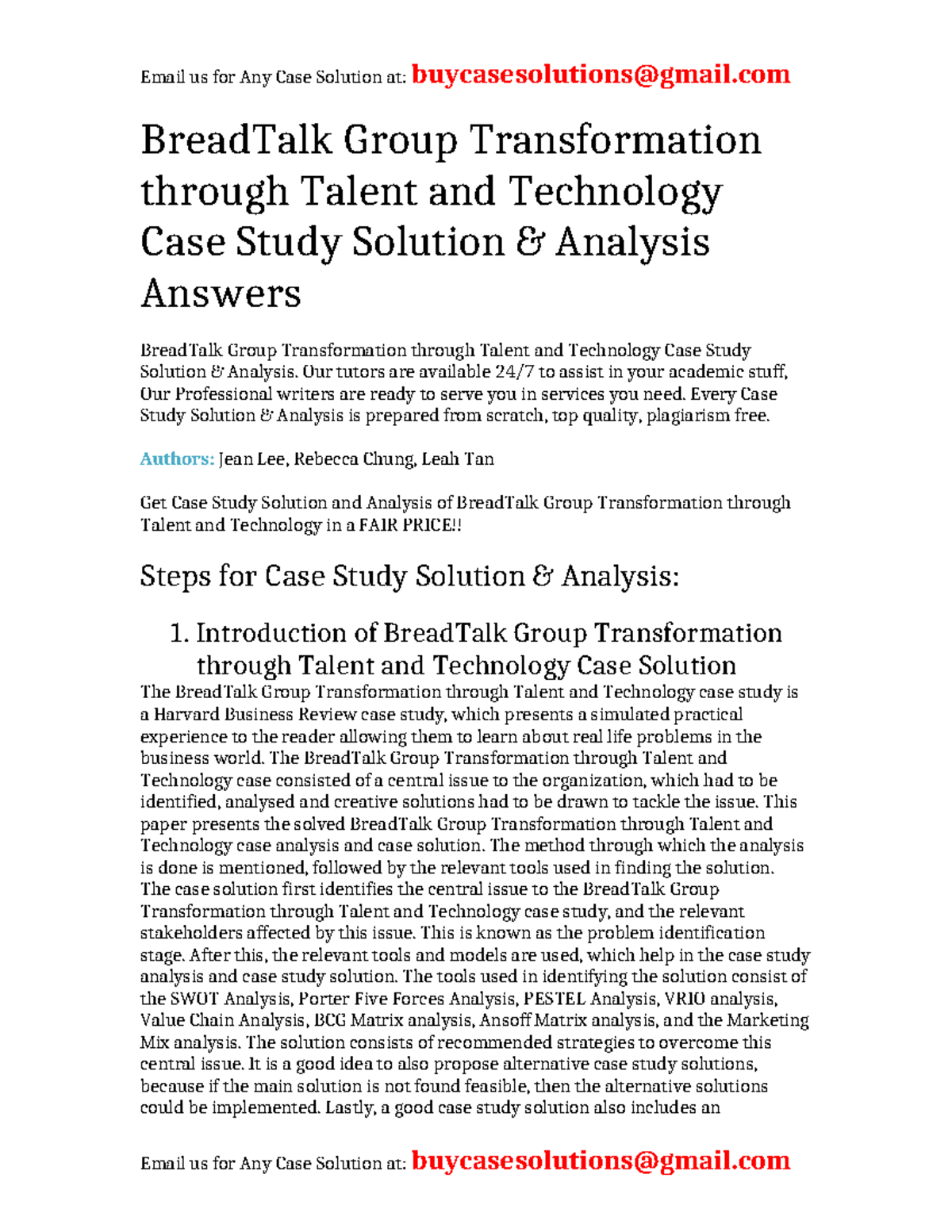 Case Study Solution: BreadTalk Group Transformation via Talent & Tech ...