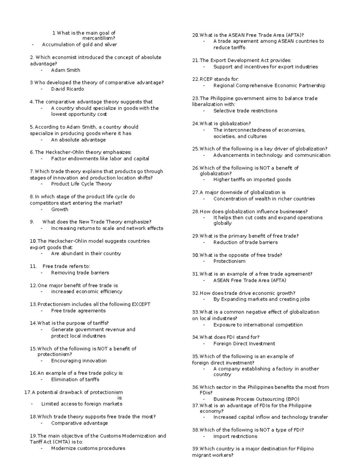 IBT 2 & 3 - Key Concepts in Trade Theories and Globalization - Studocu