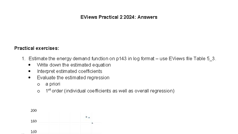 EViews Practical 2 2024: Regression Analysis & Interpretation - Studocu