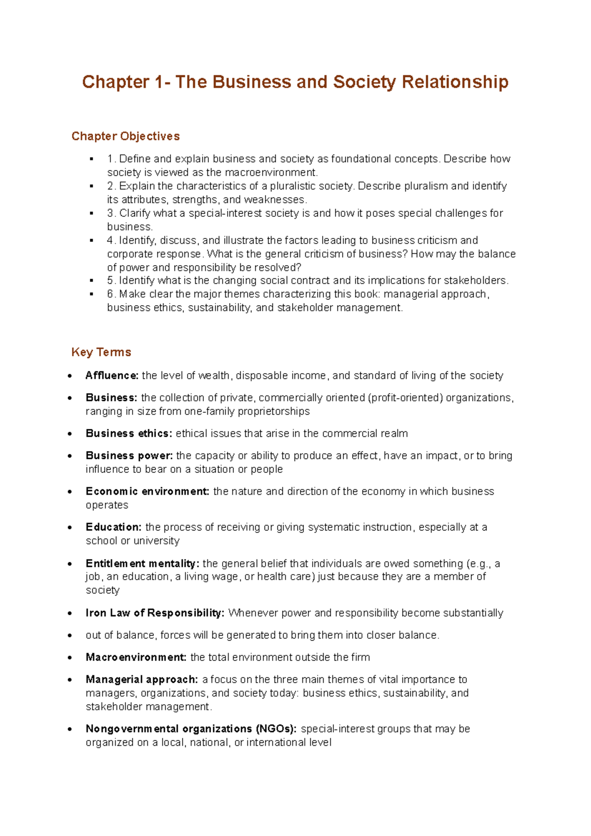 Chapter 1: Business and Society Relationship - CSR Insights (BUS 101 ...