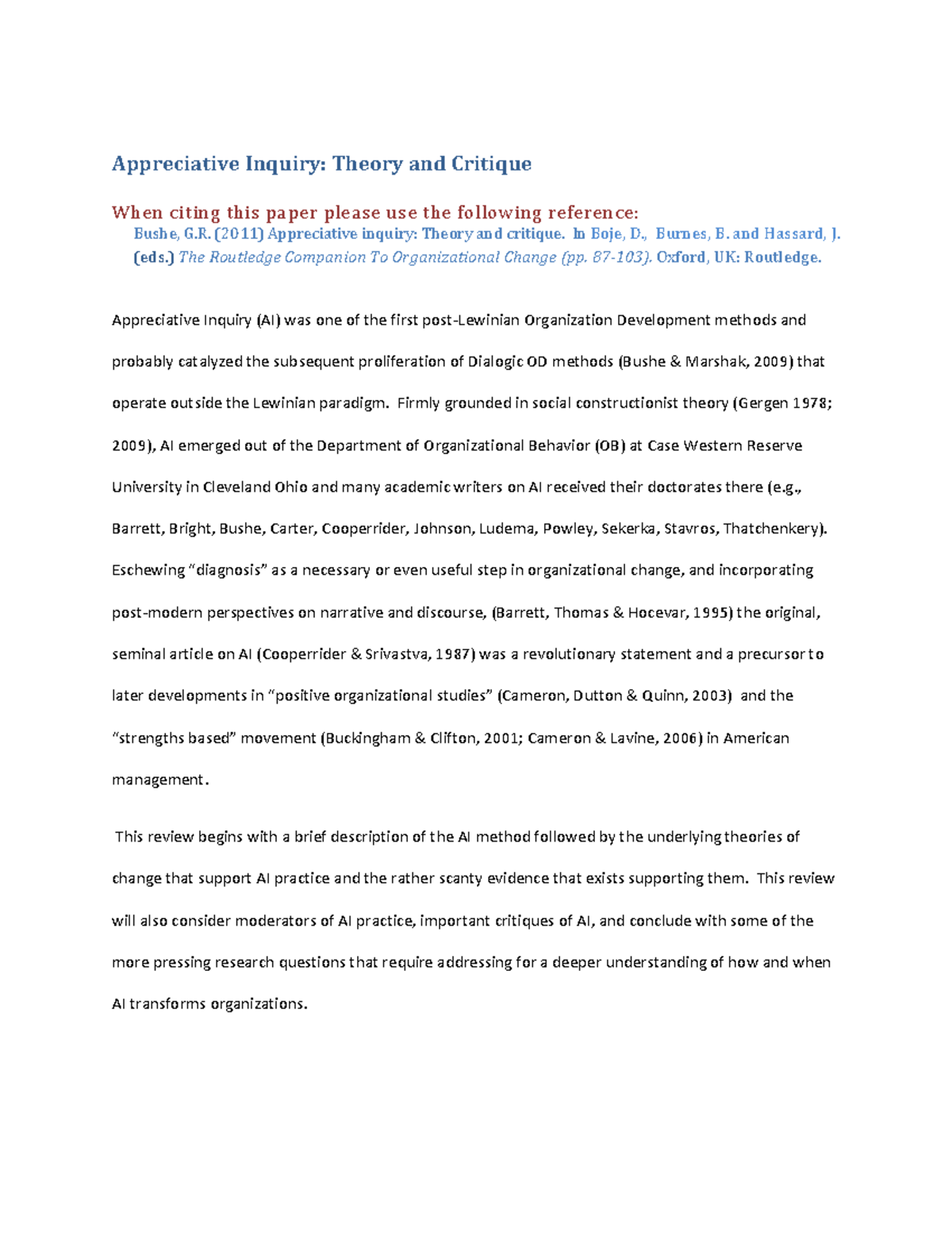 AI Theory and Critique: An In-Depth Review of Appreciative Inquiry ...