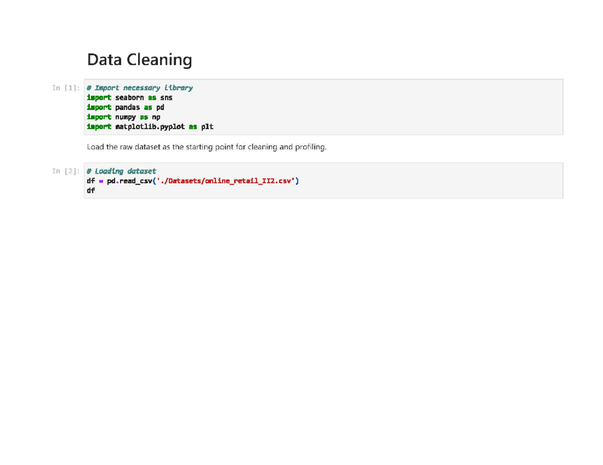 Data Cleaning and EDA for Online Retail (Course Code: EDA) - Studocu