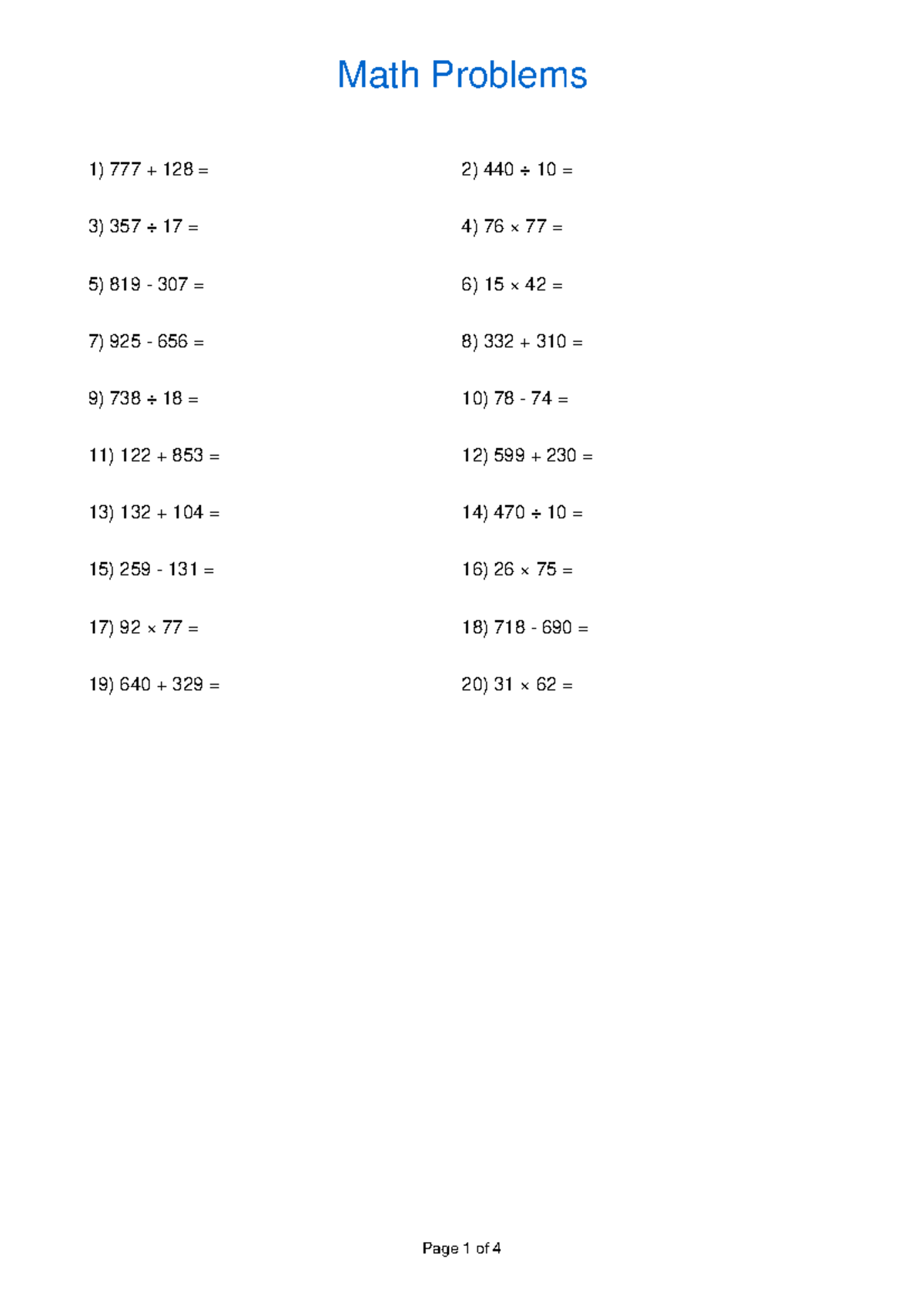 Math Problems & Solutions for Course Code 4vmyxx 3cj2 - Studocu