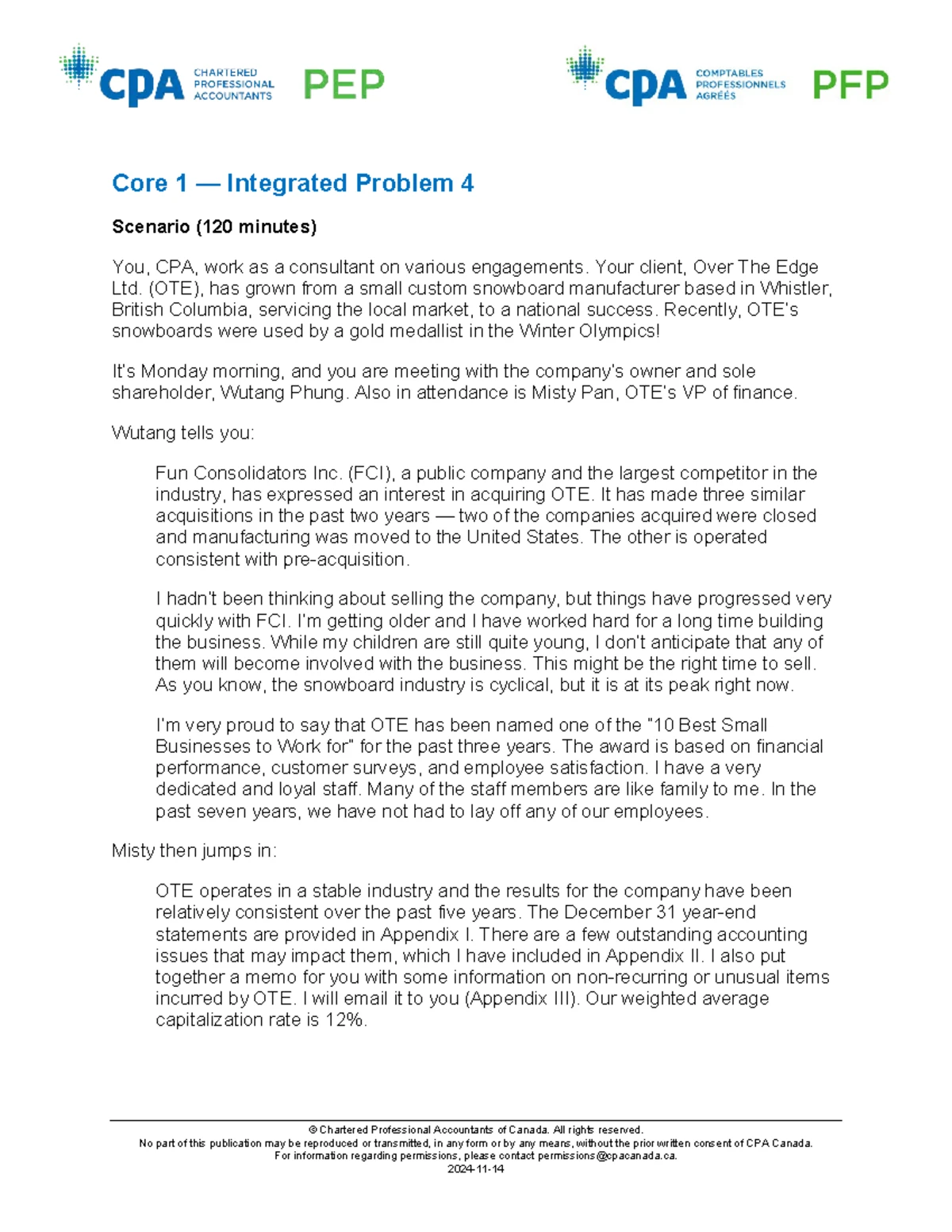 Core 1 Integrated Problem 1: Financial Advisory for Modern Inc. - Studocu