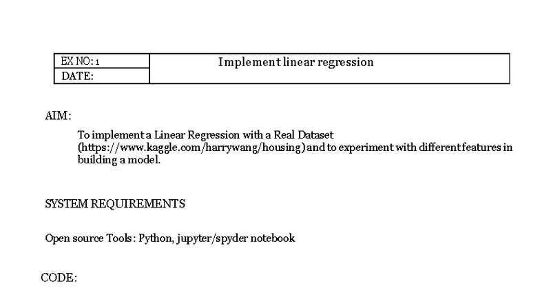 ML - EX-1 - Implementing Linear Regression with Real Dataset - Studocu