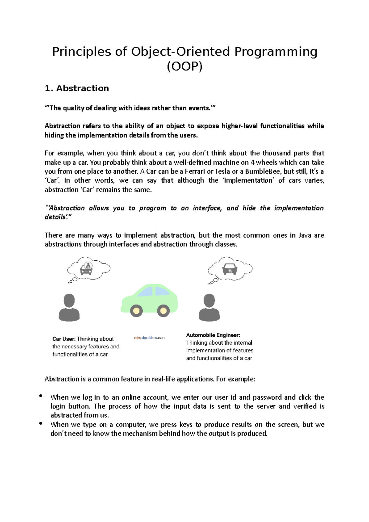 Principles of OOP's - OOPs NOtes - Principles of Object-Oriented ...