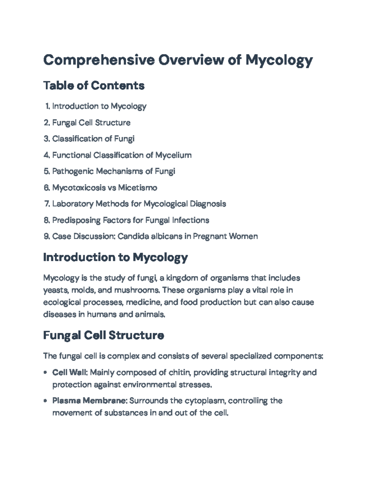 Mycology Overview: Structure, Classification, and Pathogenesis Insights ...