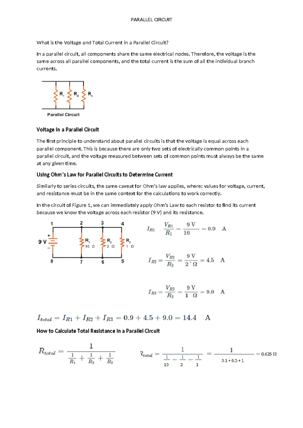 Parallel Circuit Fundamentals - LECTURE Notes on Voltage & Current ...