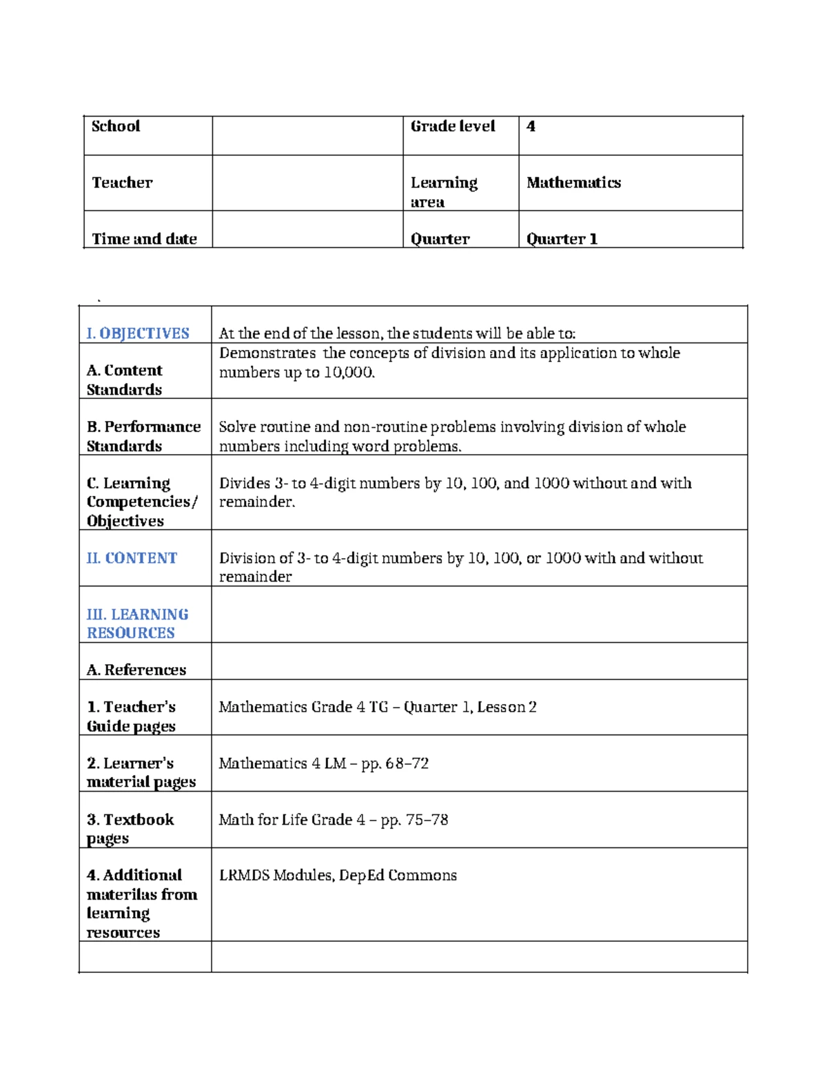 EDUC 204 Music Portfolio: Detailed Lesson Plan & Reflection - Studocu