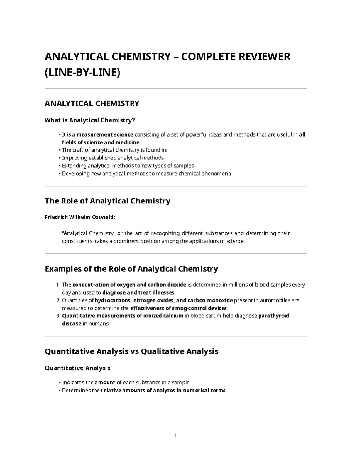 Analytical Chemistry Complete Reviewer: Key Concepts and Methods - Studocu