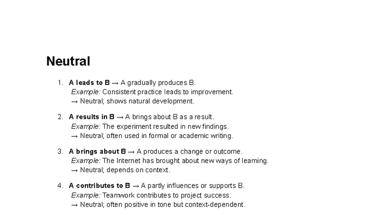 Expressions - knowledge - Neutral 1. A leads to B → A gradually ...