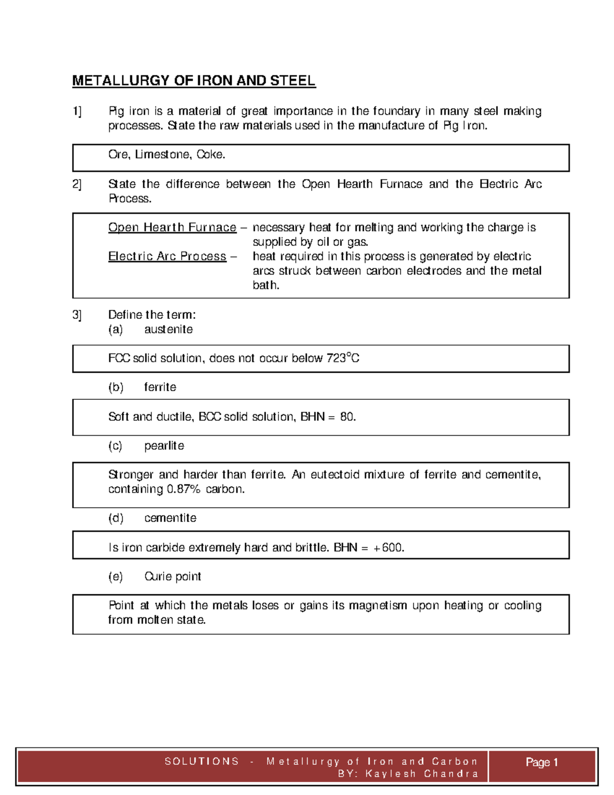 Metallurgy of Iron and Steel: Course [MET101] Lecture Notes - Studocu