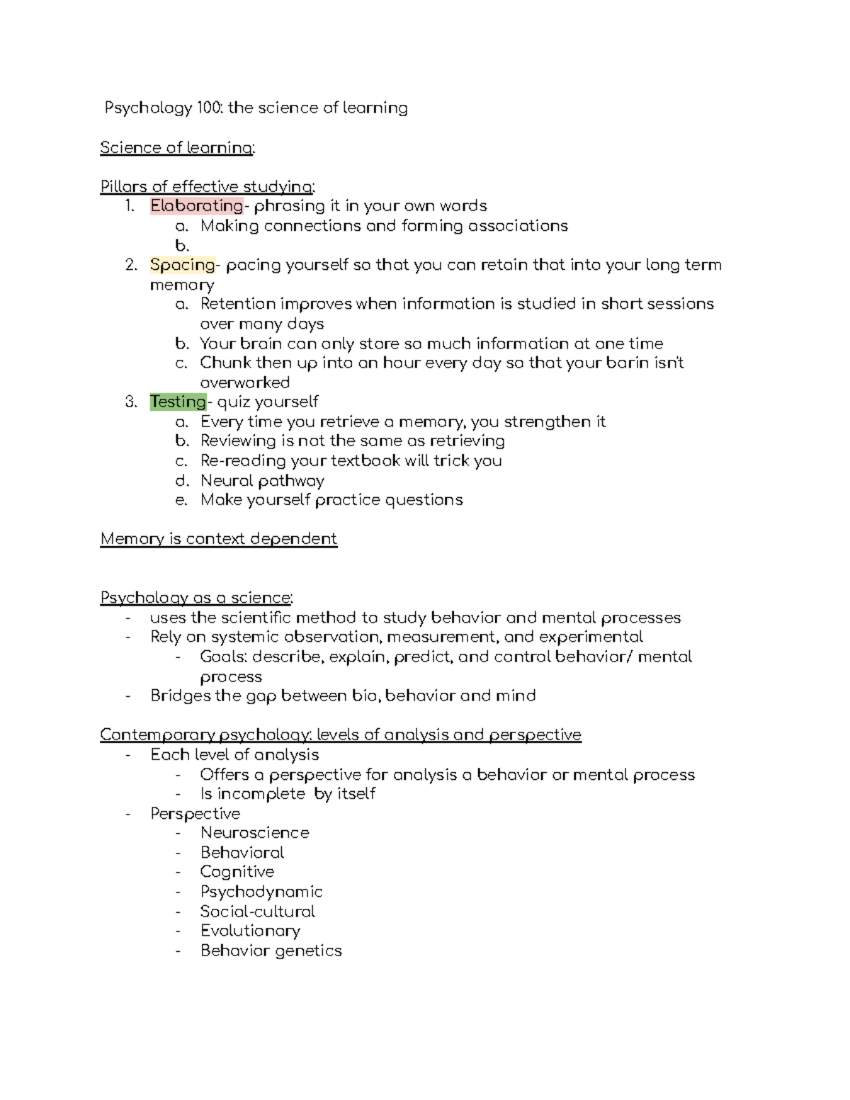 Psychology 100: Science of Learning and Effective Study Techniques ...