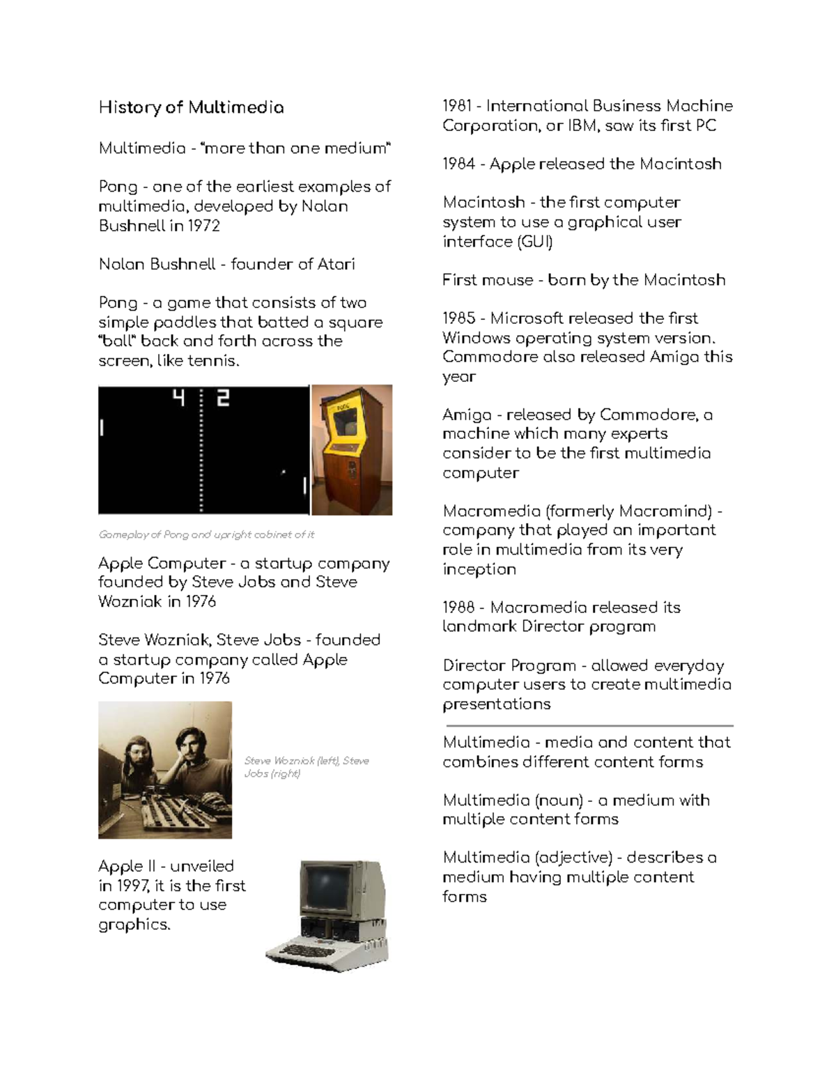 History of Multimedia: Key Developments and Innovations - Studocu
