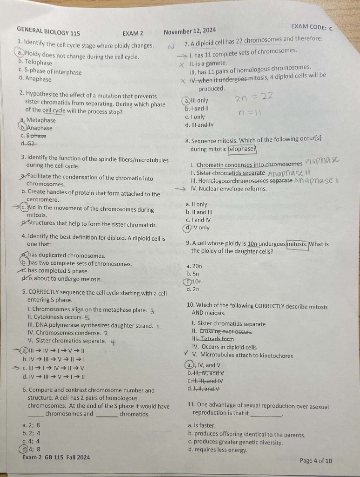 Biology 115 Exam 2 Study Guide - November 12, 2024 - Studocu