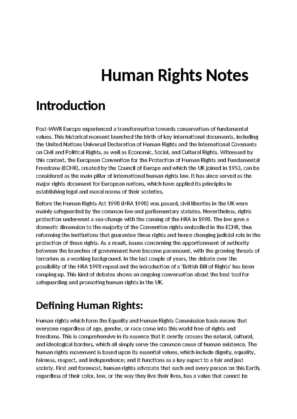Human rights final - practice questions - Human Rights Notes ...