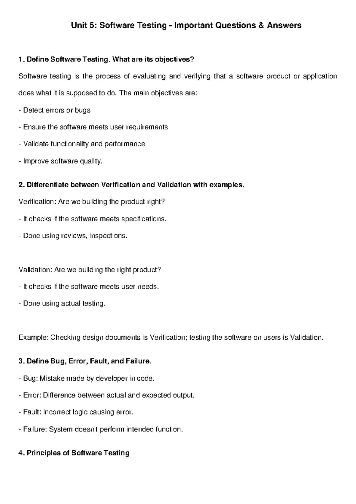 Unit 5 Software Testing PTUSolutions Cleaned - Unit 5: Software Testing ...