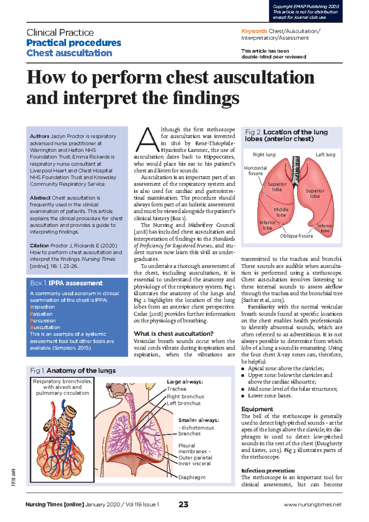 191218 Chest Auscultation: Procedure and Interpretation Guide - Studocu
