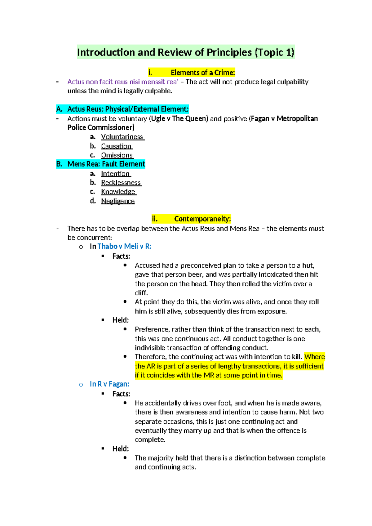 Crim 2 Midterm Exam Notes: Elements and Defenses of a Crime - Studocu