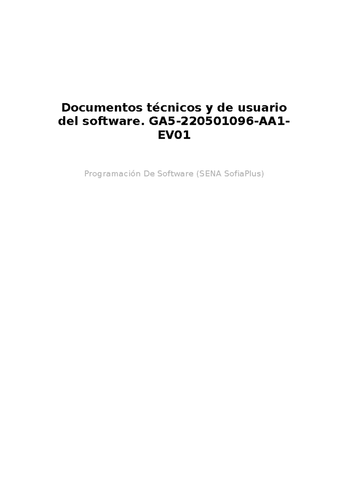 Documentos Técnicos y de Usuario del Software - GA5-220501096-AA1-EV01 - Document Preview