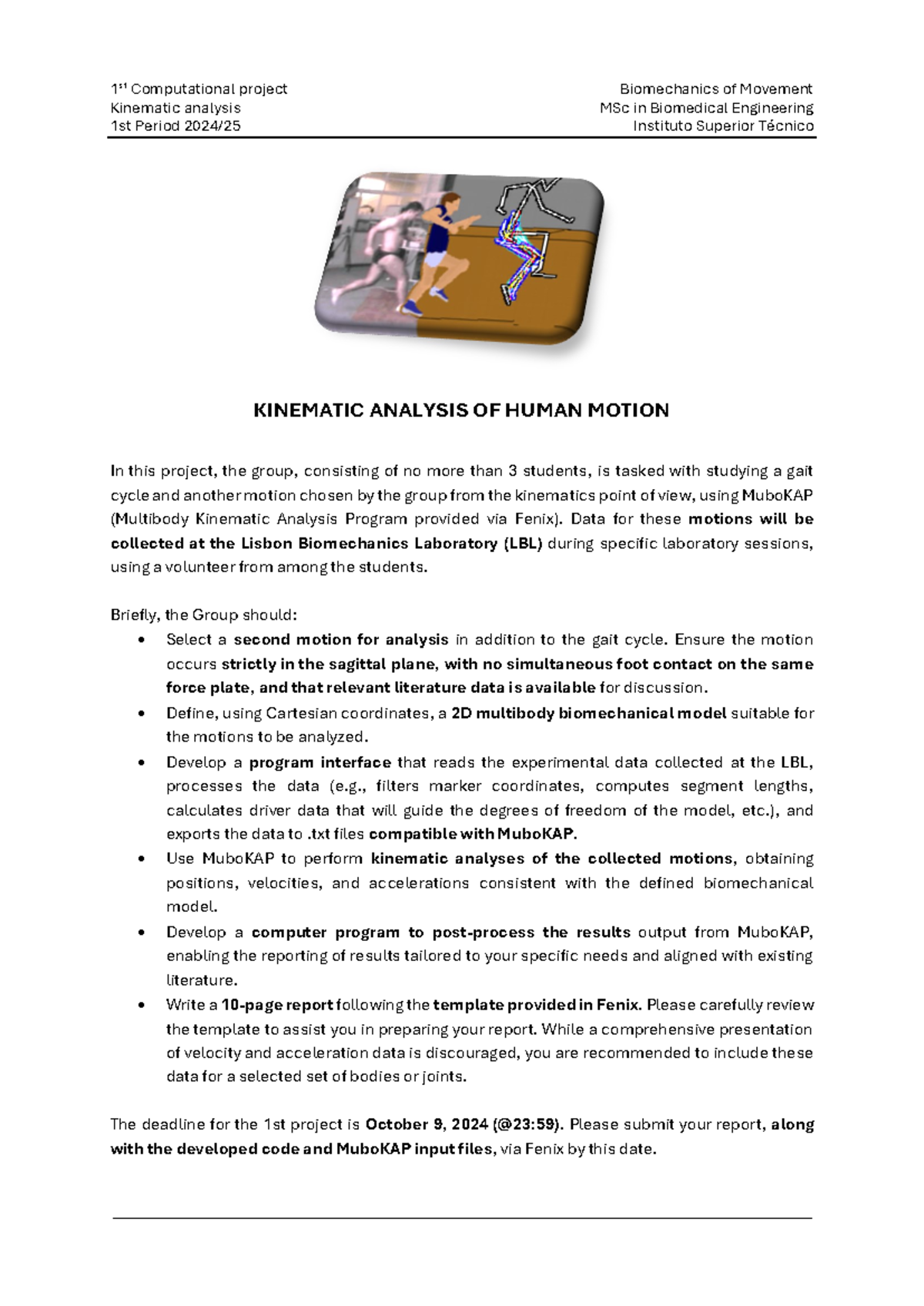 1st Project - Kinematic Analysis of Human Motion (MSc Biomed ...