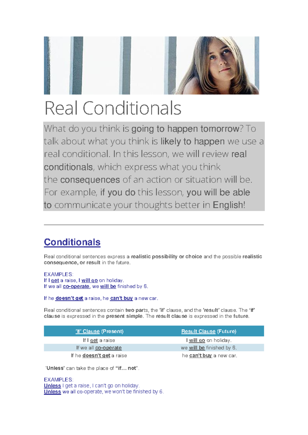7.7 Real Conditionals - Curso Ingles C2 - Real Conditionals What do you ...