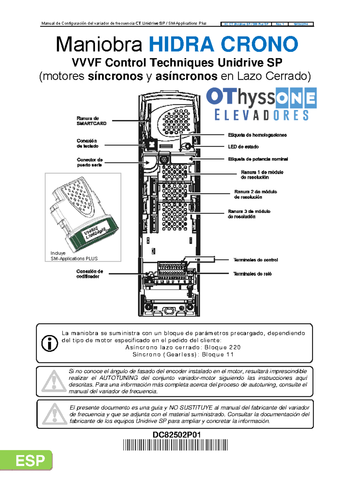 Manual de Configuración del Variador de Frecuencia CT Unidrive SP Plus ...