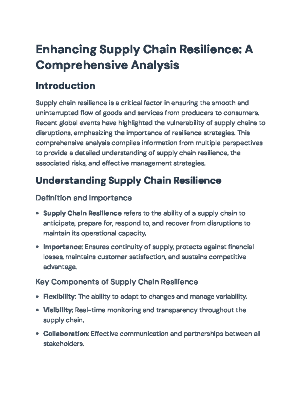 Enhancing Supply Chain Resilience: Strategies for Risk Management ...