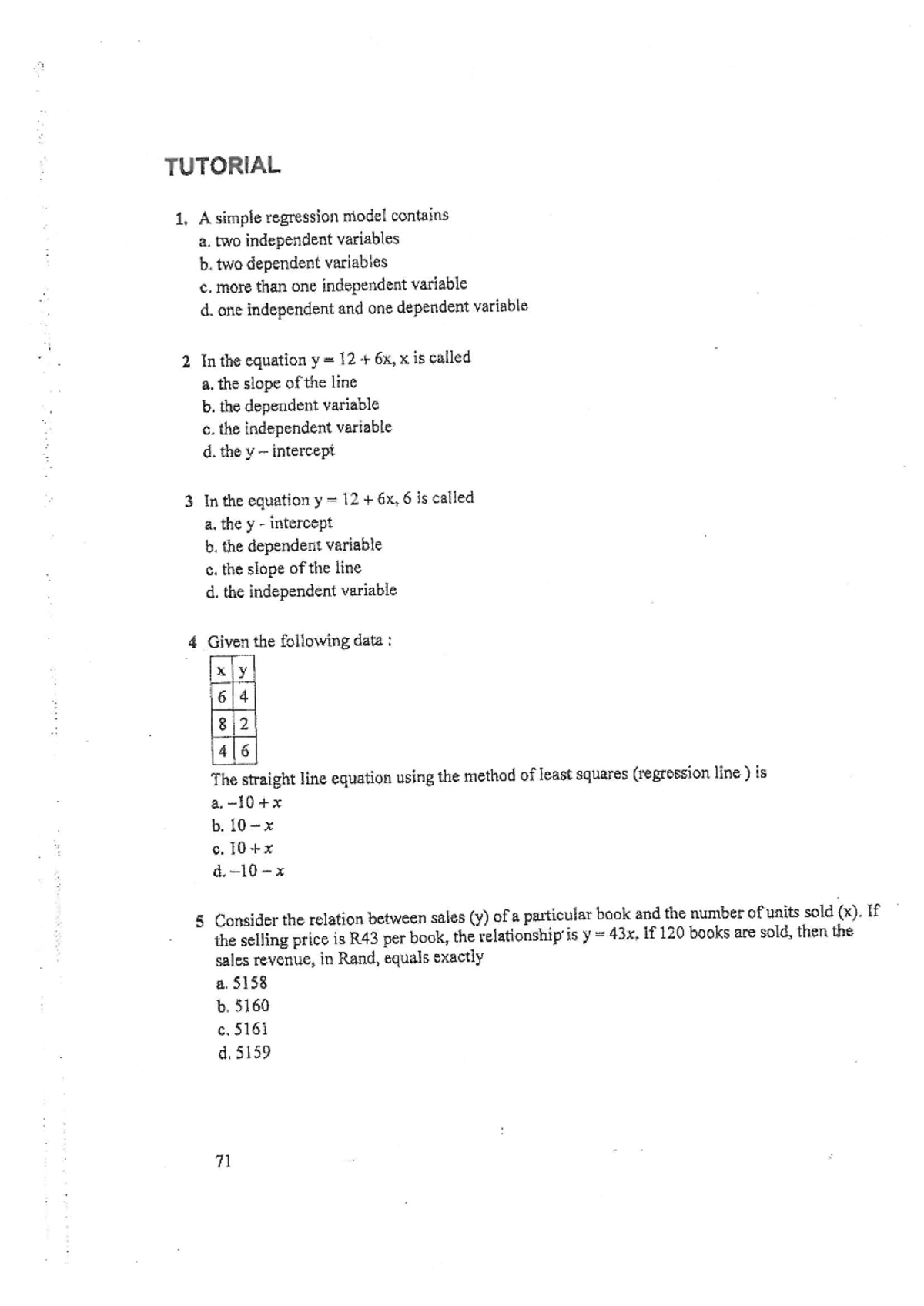 Tutorial 1: Understanding Simple Regression Models and Correlation ...