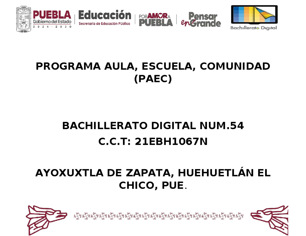Elaboración del PAEC 2025-2026 para el Bachillerato Digital No. 54 ...